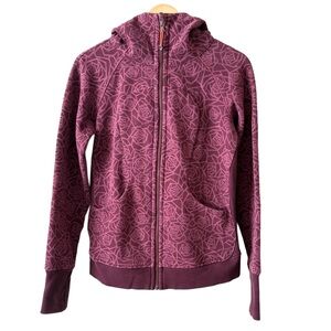 Lululemon Scuba Hoodie – Rose Print Burgundy (Size 8)